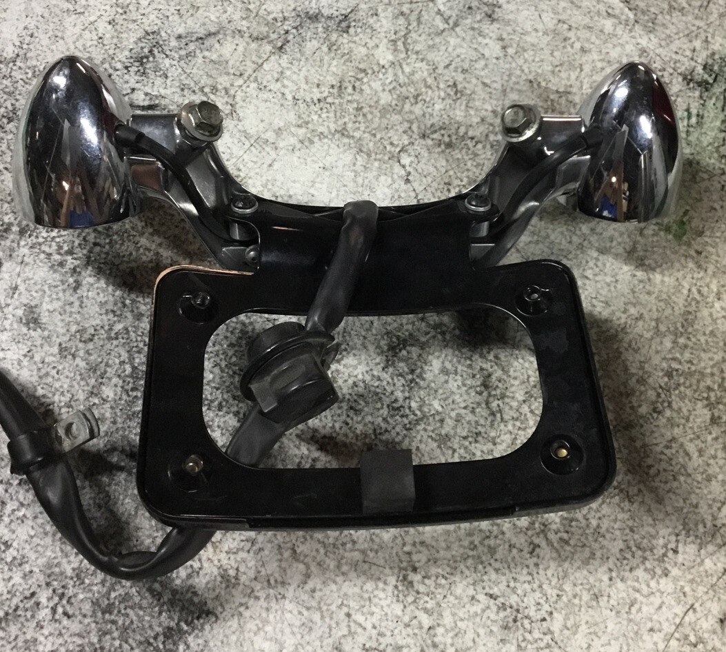 Harley Davidson Chrome Rear Signal Light Bar, License Bracket, Tribar Light eBay