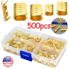 500pcs U Shape Copper Terminals Crimp Kit - Non-Insulated Assortment Wire Cable
