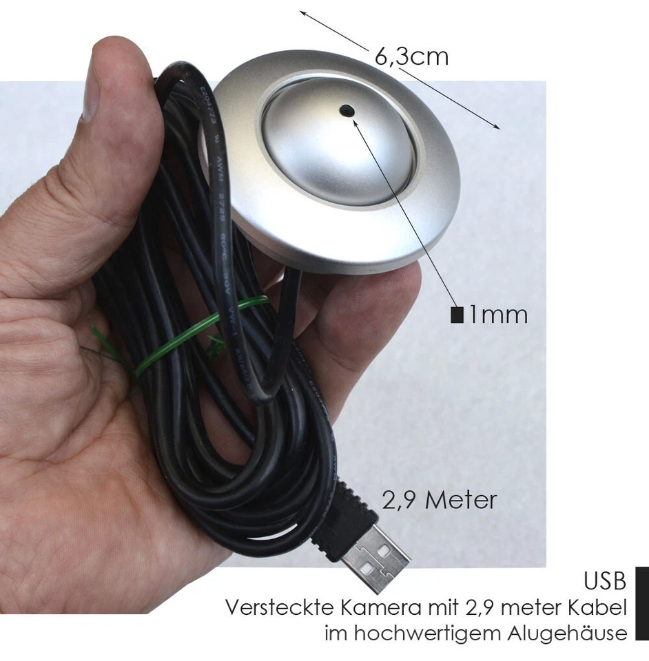 KLEINE USB ÜBERWACHUNGSKAMERA FÜR INNEN MIT USB FÜR WINDOWS 10 11 FISCHAUGE M941 - Bild 2 von 4