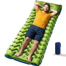 Camping Sleeping Pad, 4in Thick Ultralight Inflatable Camping Mat with Pillow