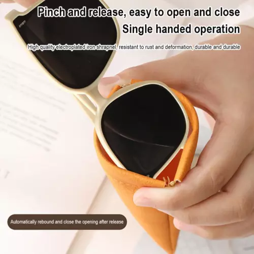 4PC Leather Mouth Snapped Sunglasses Eyeglass Glasses Soft Pouch Bag Pocket HOT - Picture 16 of 24