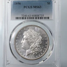 1896 Morgan $1 PCGS Certified MS63