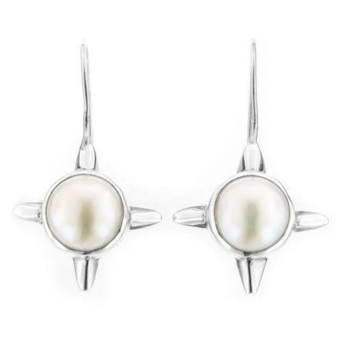 Orecchini di lusso con perle bianco perla in argento sterling