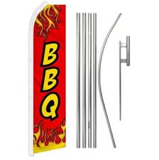 BBQ Red Swooper Flutter Feather Advertising Food Flag  Pole Kit