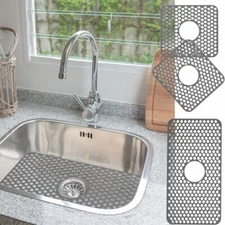 2 Pack Kitchen Sink Mat Drain Pad Protector 11.6"x13.6" Non-Slip Rubber Durable