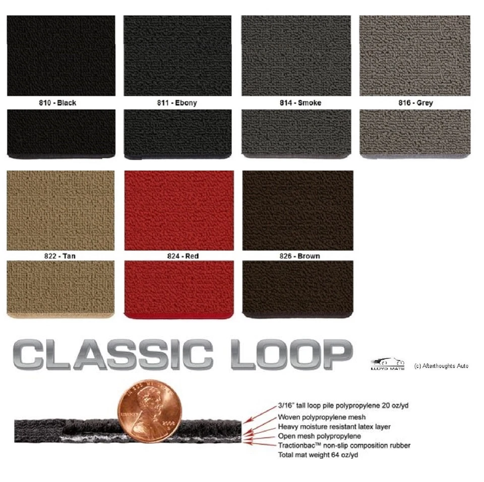 Lloyd Mats Classic Loop Cadillac Crest Logo 4 Pc Floor Mats (1941-2001) Foto 4 de 4