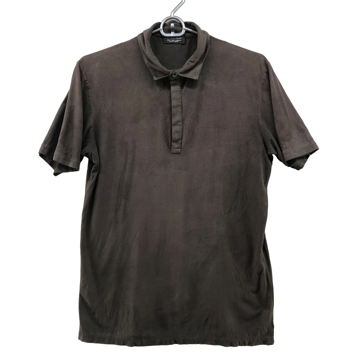 Zara Man Faux Suede Brown Polo Shirt Size Small S Short Sleeve