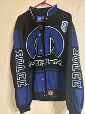 Mopar Racing Jacket Size Large Embroidered Black Blue Sportswear 75 Anniversary
