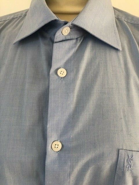 SAINT LAURENT Camicia Yves St Laurent taglia L16 colletto manica lunga blu pallido ottime condizioni