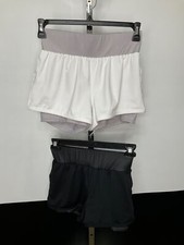 Lot 2 Fabletics Womens S Small Lined Athletic Shorts Black White Grey UK 8 EU 36