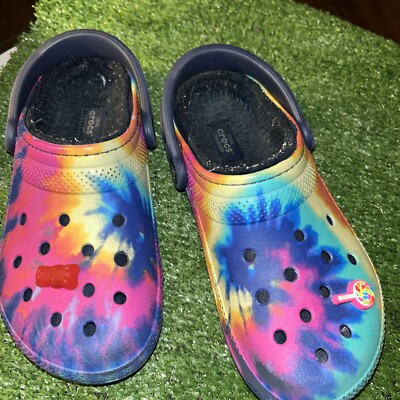 Crocs Unisex Classic Clog Tie Dye M SZ 5 / W SZ 7 Rainbow