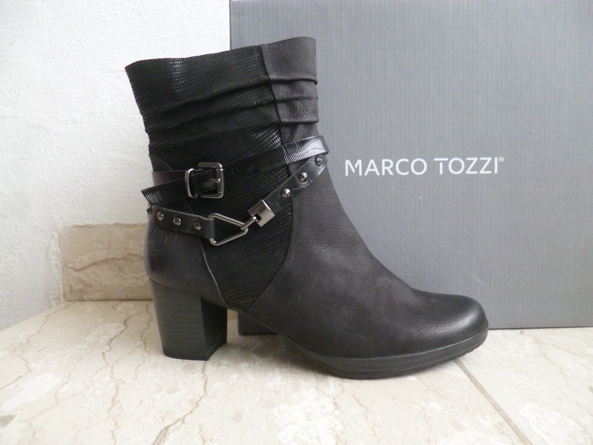 Marco Tozzi Stiefel Stiefelette Stiefeletten Boots Schuhe schwarz Leder  25421