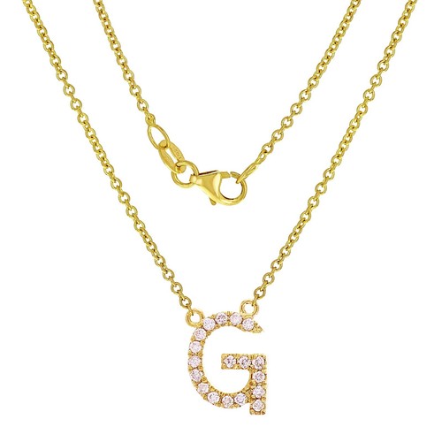 14k Yellow White or Rose Gold Diamond Initial Letter G Pendant Necklace 18" - Picture 4 of 18