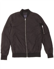 ZARA Giubbotto Bomber Uomo UK 38 Medium Nero Poliestere AN04