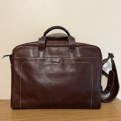S.T. Dupont Leather Briefcase Document Holder Men s Shoulder Bag Designer Brown
