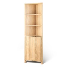21.9  L x 12"W x 68.1  H Rattan Corner Cabinet with Fluted Doors  Shelves