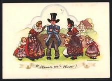 Künstler-AK Liesel Lauterborn: O Hannes wat´n Hoot, Frauen bestaunen den großen 