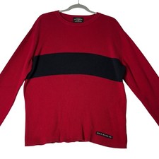 Vintage Ralph Lauren Polo Jeans Co. Mens Sweater Shirt Medium 90s Y2K Red Black