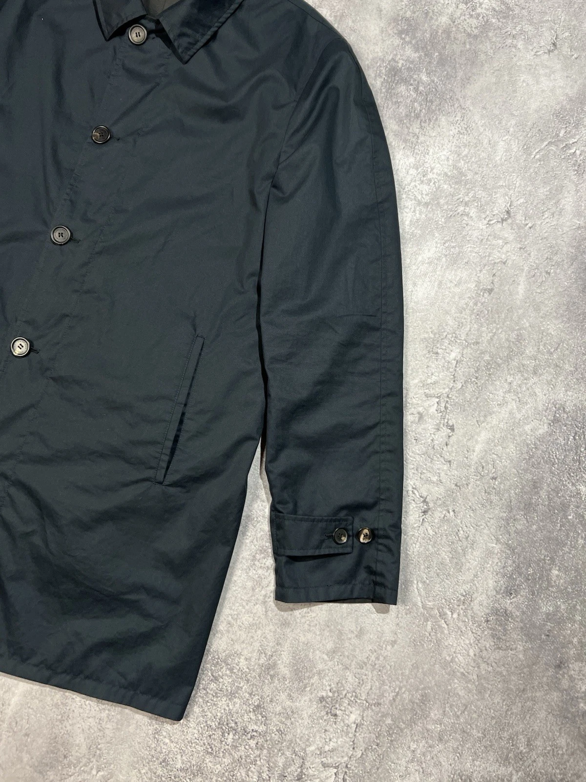 ⁠VTG Calvin Klein Collection Italy Reversible Coat Jacket Mens L 50 Dark Navy⁠ image 5
