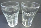 COCA COLA COKE 2 VINTAGE CLEAR GLASS 6oz. DRINKING GLASSES OLD 1960's TRADE MARK