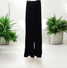 PrettyLittleThings Elegant Black Velvet Wide-Leg Pants Size US4 Preowned