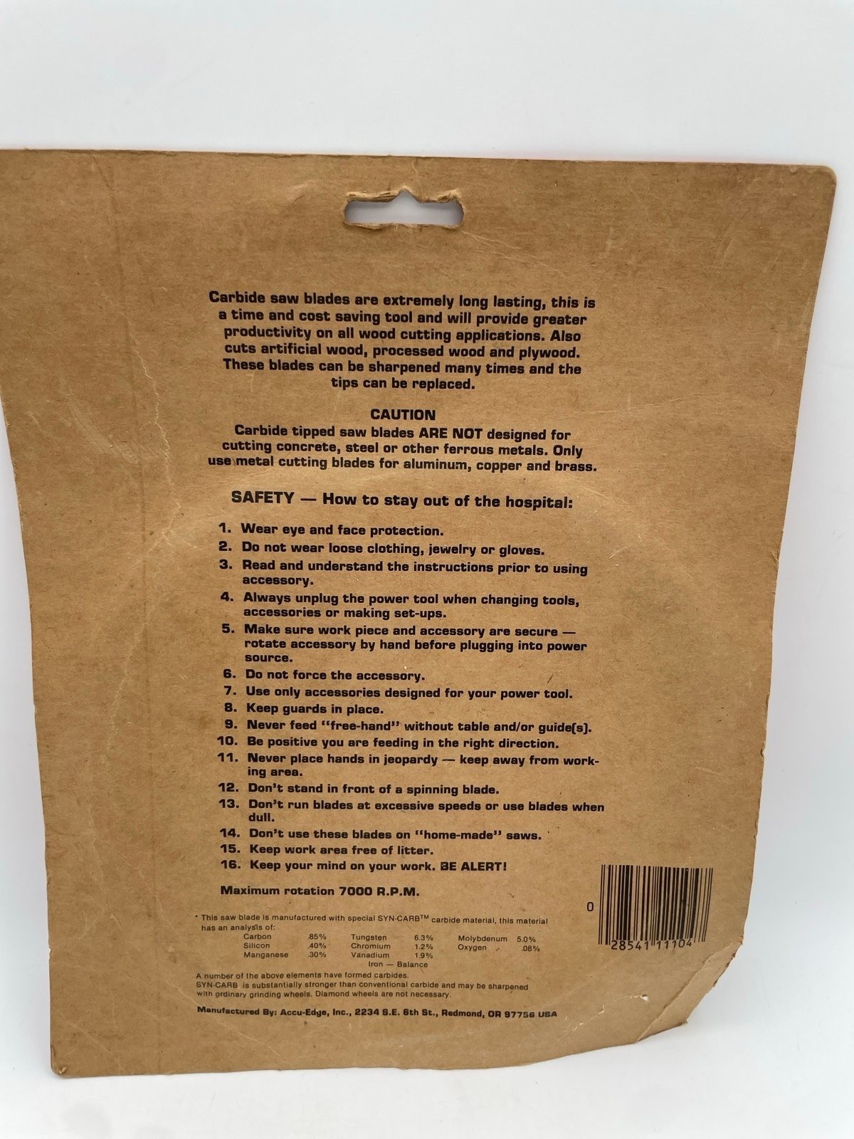 Acu-Edge 7-7 1/4 Carbide Tipped Plywood Circular Table Saw Blade 5/8" Round New