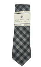 $59.50 Ryan Seacrest Distinction Men's Melrose Gingham Silk Necktie- Gray