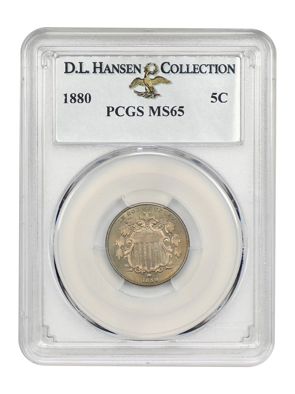1880 5C PCGS MS65 ex: D.L. Hansen - Shield Nickel - Scarce Business Strike!