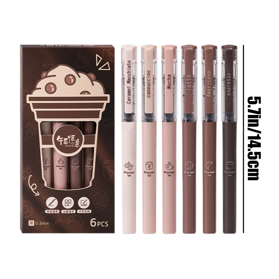 Rolling Ball Pens 6x Brown Pens Set 14.5cm Funny Needle Tip Pens Set Nearby - image 2 of 4