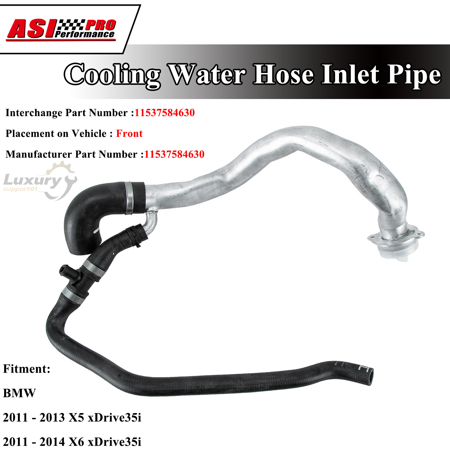 11537584630 Cooling Water Hose Inlet Pipe For BMW X5 X6 E70  E71 xDrive;