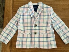 Janie and Jack sz 3 pastel plaid Linen blazer