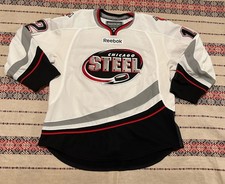 USHL Chicago Steel Reebok Game Worn Hockey Jersey Autographed Sz 56