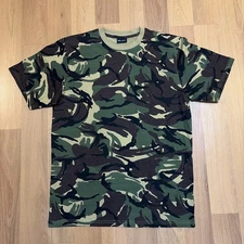 Mil-Tec Camo  T-Shirt Adult Large Green Camo Woodland Military Skater