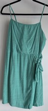 NWT Nine West Sleeveless Mini Dress Women's Size L Turquoise Sundress Faux Wrap