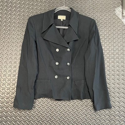 Kenar Ann Tjina For Petite Black Double Breast Button Blazer Jacket Women Sz 10