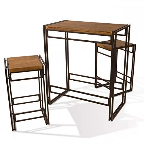 Mesa de comedor Atlantic Urban altura bar 2 taburetes 82008132 - negro/castaño Foto 2 de 4