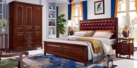Bett 2X Nachttische Kleiderschrank Schlafzimmer MöBel Luxus Holz Design 4Tlg.