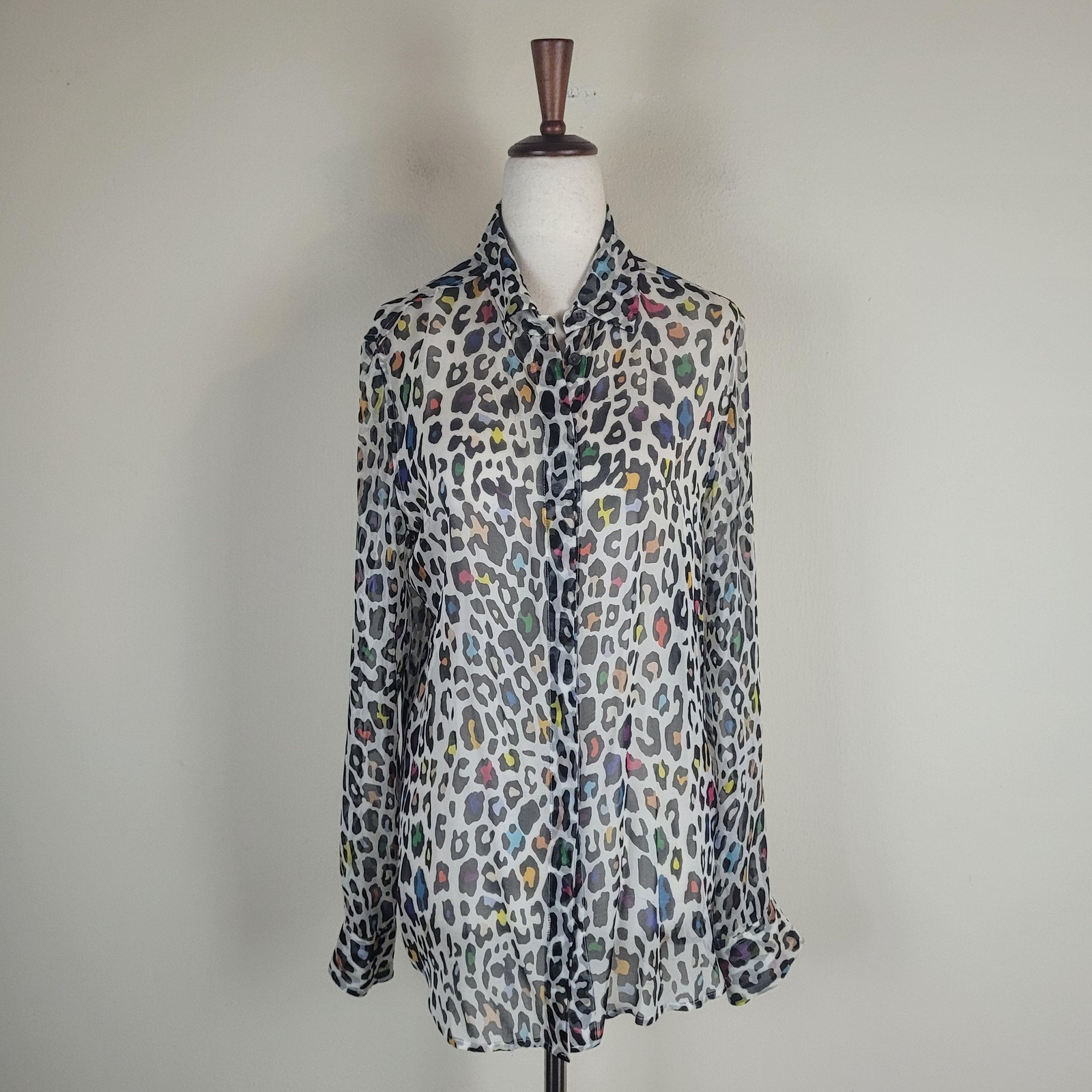 Equipment Blouse Small Multicolor Leopard Print S… - image 1