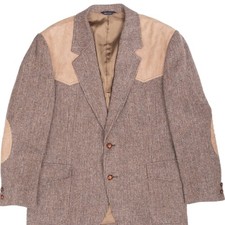VINTAGE PENDLETON BROWN WOOL SUEDE BLAZER JACKET 1980S SIZE 46 MADE IN USA