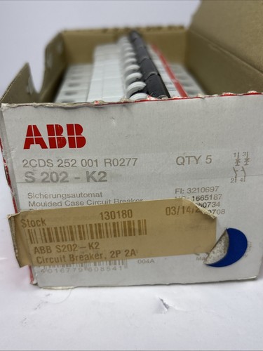 (5) ABB S202K2 2A 2-poliger Leitungsschutzschalter K-Kurve MCB HUTSCHIENENMONTAGE 277V NEU 📦 - Bild 2 von 19