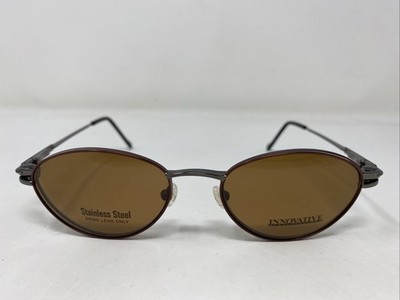 Innovative IMF332 Gunmetal/Wine 50-16-140 Eyeglasses Frame w/ Clip-on M125