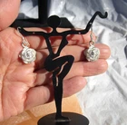 925 sterling silver rose dangle earrings 14 mm