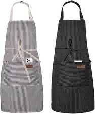 Serrenf 2 Pack Apron, Cooking Kitchen Aprons, Adjustable Bib Apron with 2 Pocket