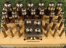26 pc DAPPING PUNCH SET with BLOCK and Wooden Index Holder Big up to 1 inch ball