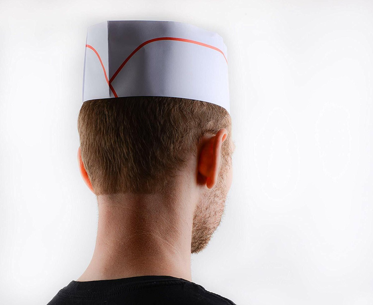 100Pcs/lot Disposable Non Woven Paper Caps Chef Hat For Restaurant Kitchen Hotel Home One Off - Foto 2