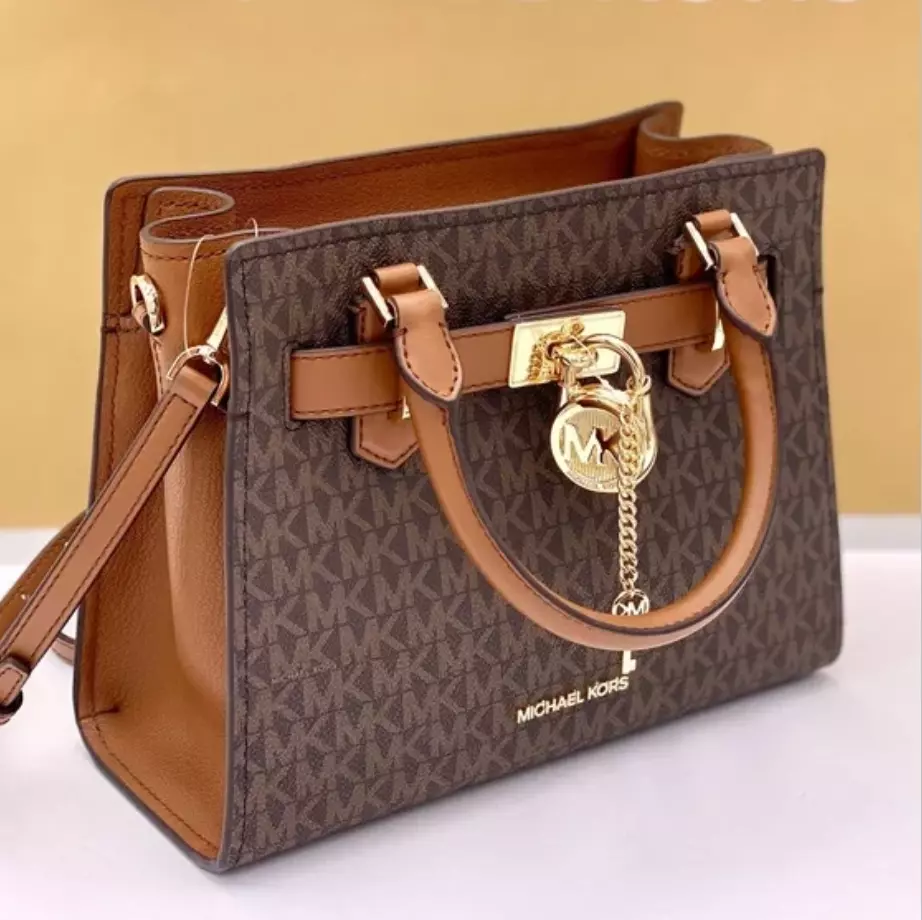 Michael Kors HAMILTON SMALL SATCHEL SHOULDER CROSSBODY BAG MK SIGNATURE  BROWN : Clothing, Shoes & Jewelry 