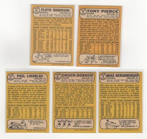 Lote de 5 tarjetas Topps 1968 de atletismo con Floyd Robinson Star de colección en muy buen estado-nm lol1 - Imagen 2 de 2