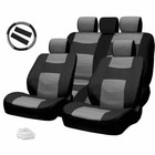 For Chevrolet Premium Black Grey Synthetic Leather Car Truck Seat Covers Set