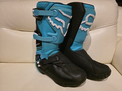 FOX Racing: MX Boots, COMP Y  (YOUTH), 10 Hours, Aqua/Black/White, Like NEW!