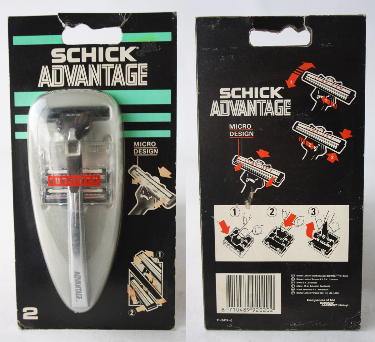 RARE VINTAGE 90'S SCHICK ADVANTAGE LUBRIDEX RAZOR SHAVER + 2